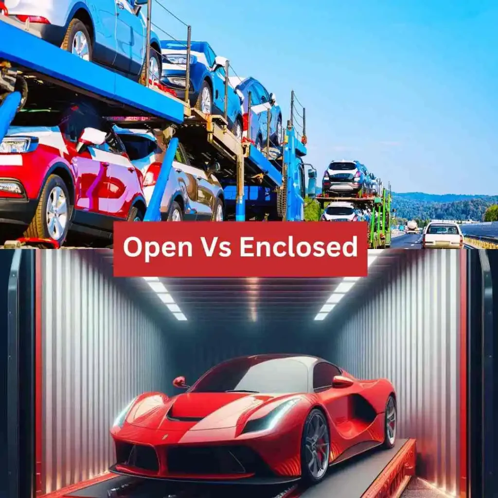 in this image two trailer open vs enclosed auto transport method show